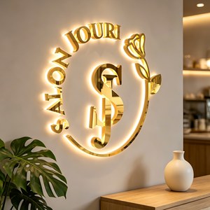 Letrero LED 3D Personalizado de Lujo para Negocios, <span class=keywords><strong>Letras</strong></span> Iluminadas de Acero Inoxidable Dorado para Marca de Pared Interior - Product Image 3