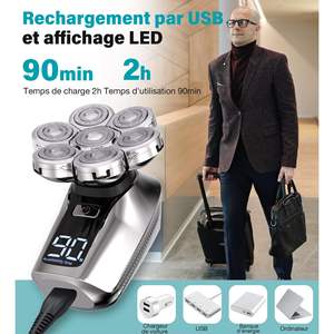 Afeitadora Eléctrica Rotativa Recargable para Hombre, Impermeable IPX7, Kit de Afeitado en Seco/Húmedo con Afeitadora para Cabeza Calva en Alemán - Product Image 4