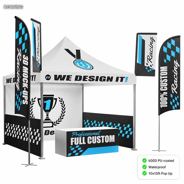 Custom Pop up Canopy Tent 10x10ft Waterproof 600D PU-coated Polyester Advertising Trade Show Wholesale Personalized