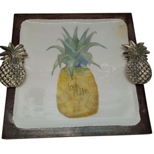 Bandeja para servir de madera de alta calidad con asas de cuerda, último diseño para decoración del hogar, regalo de vacaciones de Navidad, bandeja para servir con tema artístico - Product Image 1
