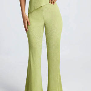 Pantalones Acampanados para Mujer con Logotipo Personalizado, Cintura Elástica, Ajuste Ceñido, Cintura Alta, Algodón Transpirable, Casuales y Elegantes, Venta al Por Mayor - Product Image 3