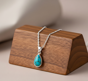 En gros 925 Sterling Silver Dainty Chaîne Style Bohème Naturel Turquoise Guérison Cristal Pendentif Mode Pendentifs Charmes - Product Image 2