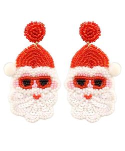 Pendientes de gota bordados con cuentas navideñas festivas personalizables, abalorios hechos a mano con diseño de logotipo, accesorio de moda - Product Image 5