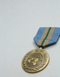 UN Peacekeeping Service Medal | Custom Metal Commemorative Medal with <b>Ribbon</b> | "In the Service of Peace" Souvenir Badge - Product Image 2