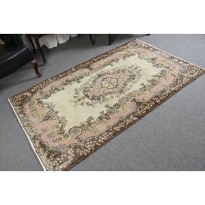 Tapis en Laine Turque Vintage Classique Beige Marron 3.9 X 6.7ft Tissage Plat Patchwork Motif Latex Support pour Décorations de Salon - Product Image 2
