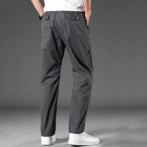 Pantalones Cargo para hombre-Pantalones de algodón relajados de cintura para hombre Pantalones Cargo Ropa DE TRABAJO Combate Seguridad Cargo Bolsillo Pantalones de tamaño gris - Product Image 2