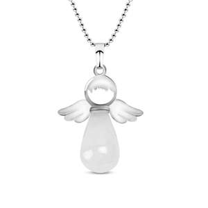 Collar Jeulia Pure Elegance con Alas de Ángel y Cristal de Cuarzo Natural Transparente - Product Image 1