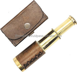 Télescope à main réglable en laiton antique de 6 pouces avec étui en cuir de pirate, outil de navigation portable pour les aventures en plein air - Product Image 1