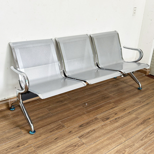 Banc d'attente industriel en métal 3 places MFE03 pour centre commercial, école, bureau, banque, gare routière, aéroport, parc, clinique - Product Image 2