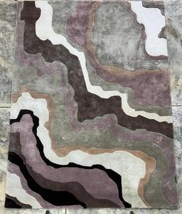 Tapis en laine touffeté à la main Tapis brodé en forme de rectangle avec motif coloré pour le salon - Product Image 2