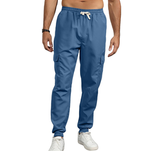 Pantalones de correr para hombre con logotipo personalizado, ropa deportiva de entrenamiento de gimnasio de carga a la moda relajada, 100% poliéster con bolsillos con cordón y pantalones de correr - Product Image 1