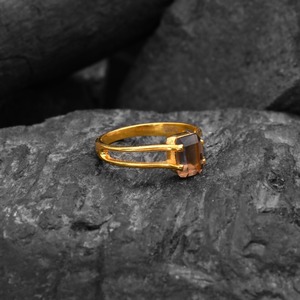 Smoky <b>Quartz</b> <b>Ring</b> 18K Gold Vermeil Emerald Cut 7x5mm Fine Jewelry For Women Vintage Cocktail Statement <b>Ring</b> Handmade Design - Product Image 6