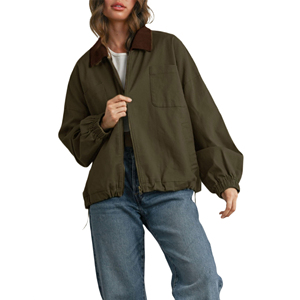 2025 New Jacket for woman Cotton Canvas With Pockets Breathable Custom Plain Solid Design women'<b>s</b> Jackets - Product Image 3