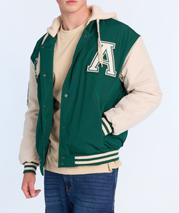 Veste de baseball varsity safari pour homme de haute qualité, col montant, hiver, logo personnalisé brodé, OEM - Product Image 2