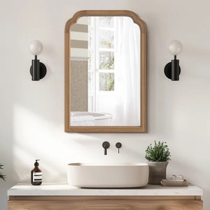 Espejo de Pared Moderno con Marco de Hierro Dorado, Diseño Art Deco Cuadrado con Esquinas Festoneadas para Dormitorio, Sala de Estar, Decoración de Bodas - Product Image 6
