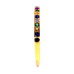 Atractivo oro amarillo de 14 quilates piedras preciosas multicolores encanto asequible elegante anillo de banda completa de moda - Product Image 5