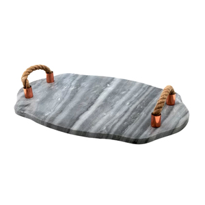 Uttar Pradesh <b>Black</b> Marble American Style Eco-Friendly Wedding Serving Decorative <b>Tray</b> Golden Handles Low Prices MOQ High - Product Image 5