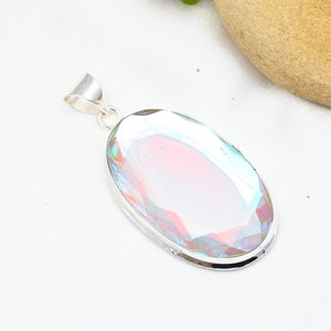 Colgante de Topacio Místico, Plata de Ley 925, Collar de Piedras Preciosas Hecho a Mano, Joyería de Regalo para Ella, Moda Femenina de Lujo - Product Image 1