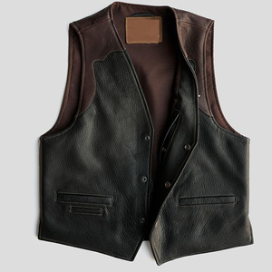 Gilet de moto professionnel d'hiver 2026, cuir véritable perforé noir de haute qualité, logo personnalisé, respirant - Product Image 2