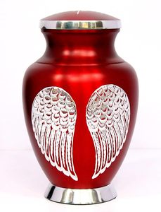 Urnes funéraires en métal rouge écologiques au design élégant pour cendres humaines, urne de crémation pour adultes, urnes commémoratives faites à la main - Product Image 3