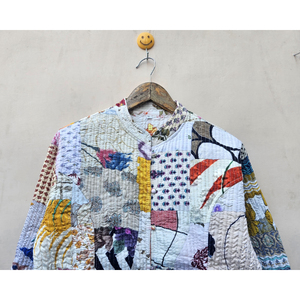 Chaqueta de invierno Vintage para mujer India hecha a mano estilo bohemio único cómodo duradero seda Patchwork transpirable impreso - Product Image 4