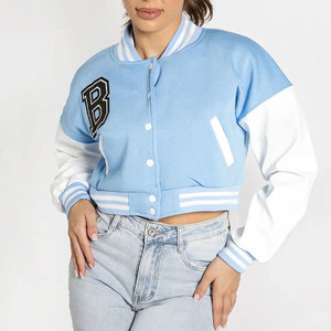 Chaqueta Corta Deportiva Estilo Universitario para Mujer, con Mangas Largas, Tallas Grandes, Chaquetas Universitarias de Béisbol - Product Image 1
