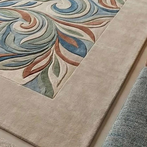 Tapis d'intérieur en laine à motif abstrait, tapis tufté à la main encadré pour la décoration intérieure, les pique-niques, avec support en latex, cadeau du Nouvel An - Product Image 2
