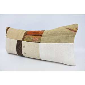 หมอนลายดอกไม้แนววินเทจโบฮีเมียนสุดหรูขนาด16X36นิ้วเทคนิคการเย็บปะติดปะต่อกันผ้าขนสัตว์สีเบจสำหรับห้องนั่งเล่น - Product Image 4