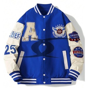 Vente en gros de vestes universitaires 100% laine pour hommes vestes Letterman de baseball personnalisées avec décoration de bouton pour l'hiver - Product Image 1