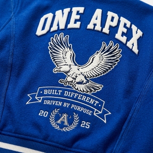 Custom Women's Blue Varsity <b>Jacket</b> Wool Body <b>Leather</b> Sleeves Chenille Embroidery Letterman Baseball <b>Jacket</b> OEM ODM - Product Image 6