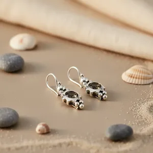 Pendientes Colgantes de Plata 925 con Cuarzo Ahumado y Perla de Agua Dulce para Mujer, Pendientes Largos Chapados en Oro con Forma de Flor y Piedra Principal de Esmeralda Dorada - Product Image 3