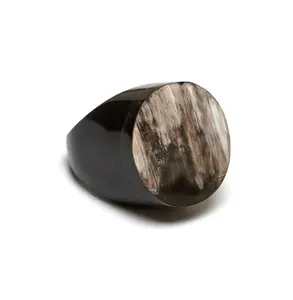 Round shape Horn rings feature captivating black and brown stripes Buffalo horn ring for women and men accessories