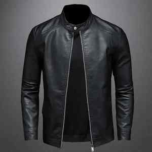 <b>Leather</b> Men's <b>Jacket</b> Spring and Autumn Casual <b>Motorcycle</b> <b>Armored</b> <b>Jacket</b> Black <b>Motorcycle</b> PU <b>Leather</b> <b>Jacket</b> Men's Clothing - Product Image 3