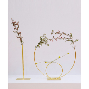 Set of 2 Iron Brass Pipe Flower <b>Vase</b> <b>Gold</b> Finish Eco-Friendly Modern Design for Home Wedding Tabletop Decoration Handmade - Product Image 1