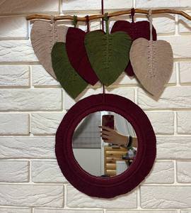 กระจกแขวนผนัง Boho macrame สำหรับห้องนั่งเล่นตกแต่งบ้านในราคาไม่แพงอินเดีย - Product Image 2