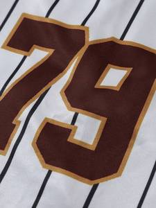 Camiseta de fútbol americano de manga corta con sublimación gráfica marrón a rayas con cuello en V de 220G Unisex, ropa de calle transpirable de gran tamaño - Product Image 3