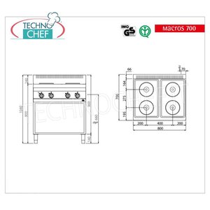 เตาไฟฟ้า 4 หัวเตา แบบตู้เปิด ราคา 10.4 กวัตต์ - Product Image 2