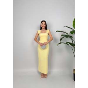 Vestido Satinado 1022 con Detalle Hecho a Mano en el Pecho y Cintura Natural - Product Image 1