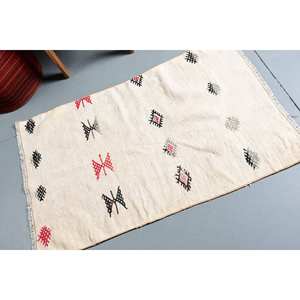 Alfombra turca Beige Bohemia Vintage, 2,5x4 pies, área grande, retales de lana, respaldo de látex, abstracto para pasillo, habitación, cabecera - Product Image 2