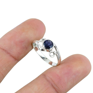 Piedra preciosa natural Lolita cabujón sólido 925 plata esterlina anillo hecho a mano joyería plata esterlina 925 anillo estampado joyería - Product Image 1