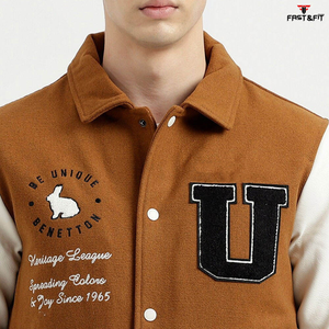 Nouvelle mode personnalisé broderie Patch hiver toile 100% coton Bomber veste classique collège unisexe - Product Image 5