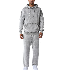 Ensemble survêtement jogging et sweat à capuche pour homme, taille plus, lavage à l'acide, coupe évasée, broderie personnalisée, appliqué - Product Image 6