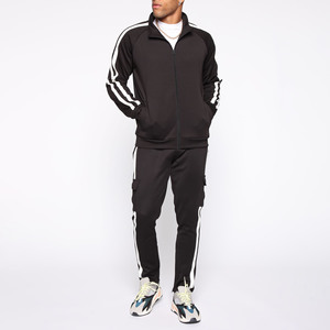 Chándal de poliéster y algodón con cremallera, conjunto de 2 piezas con logotipo personalizado, transpirable, de talla grande, para hombre - Product Image 1