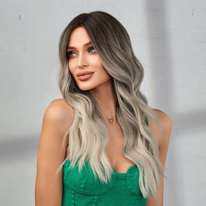 Charlotte-DWY for Ombre Blonde Long Wavy Synthetic <b>Wig</b> Premium High-Temperature Fiber Transparent Lace Small Cap High Quality - Product Image 5