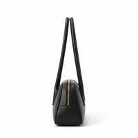 Sac à bandoulière minimaliste en cuir véritable noir, style vintage, avec deux longues poignées, fermeture éclair, résistant à l'eau, pour femme