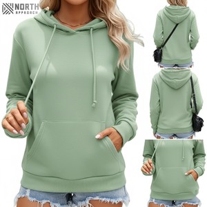 Sudaderas con capucha de calidad superior para mujer estilo coreano 70% algodón 30% poliéster reciclado medio Regular sudadera sudaderas con capucha de punto - Product Image 3
