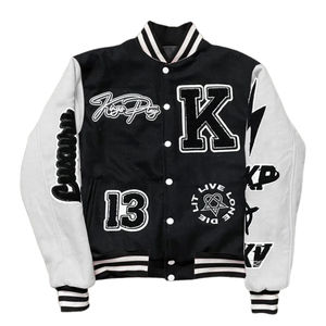 Mode personnalisée rose grande taille broderie chenille logo Letterman College Vintage Varsity veste d'hiver pour hommes - Product Image 2