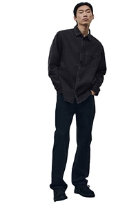 Top Trending Custom Brand Hombres 100% Algodón Denim Negro Camisas de manga larga Ajuste regular Ropa cómoda Cuello rígido Sólido - Product Image 6