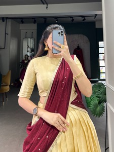 FashionHarbour's Kanchipuram Zari Work estilo Bollywood Lehenga Choli venta al por mayor ropa étnica india para fiestas de verano e invierno - Product Image 5
