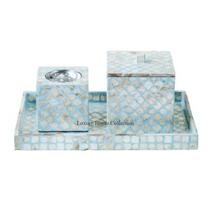 Parfum de pièce maîtresse de table de haute qualité en nacre de couleur bleue au design avantageux pour la maison et le bureau d'Inde - Product Image 1